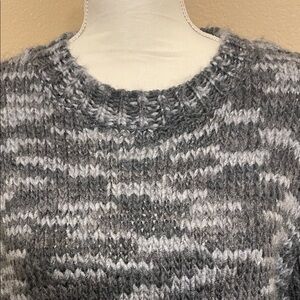 World Market Oversized Chunky Knit Crewneck Sweater Gray